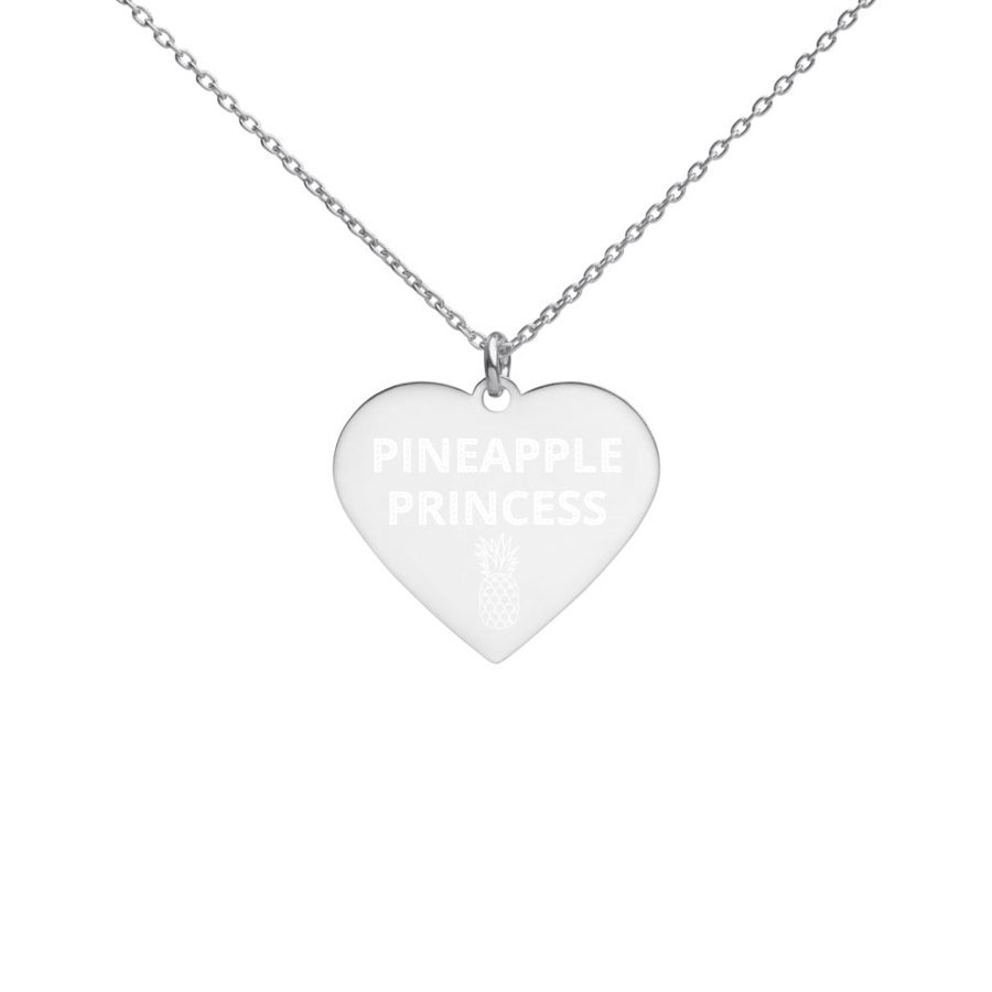 The Tamarind Man's Jam Pineapple Princess Engraved Silver Heart Necklace