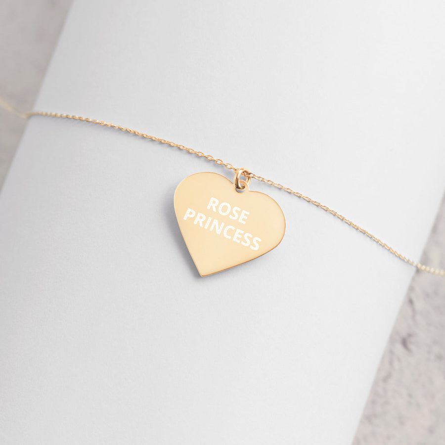 The Tamarind Man's Jam Rose Princess Engraved Silver Heart Necklace