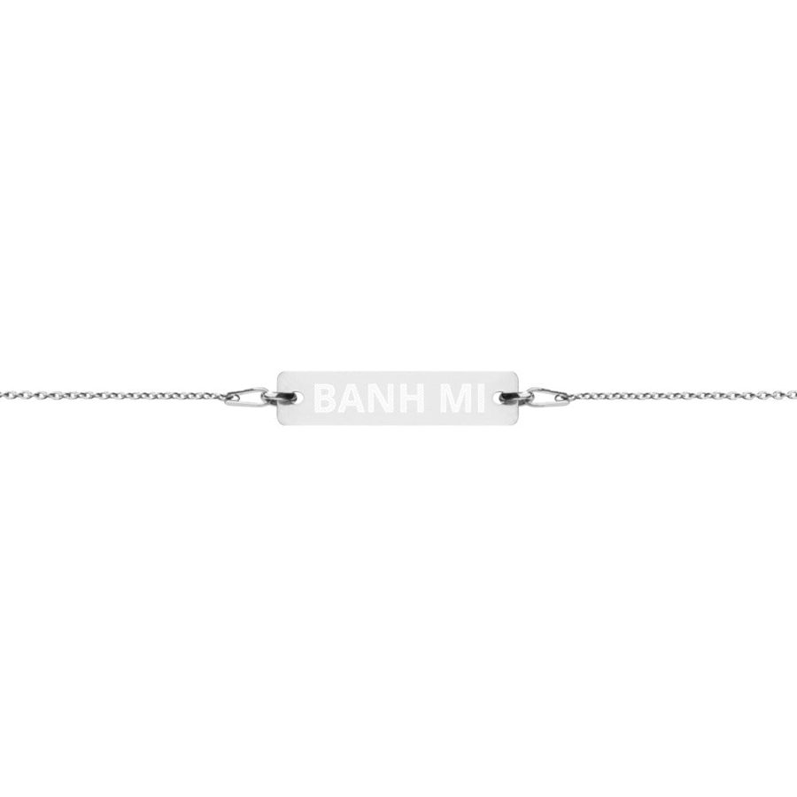The Tamarind Man's Jam Banh Mi Engraved Silver Bar Chain Bracelet