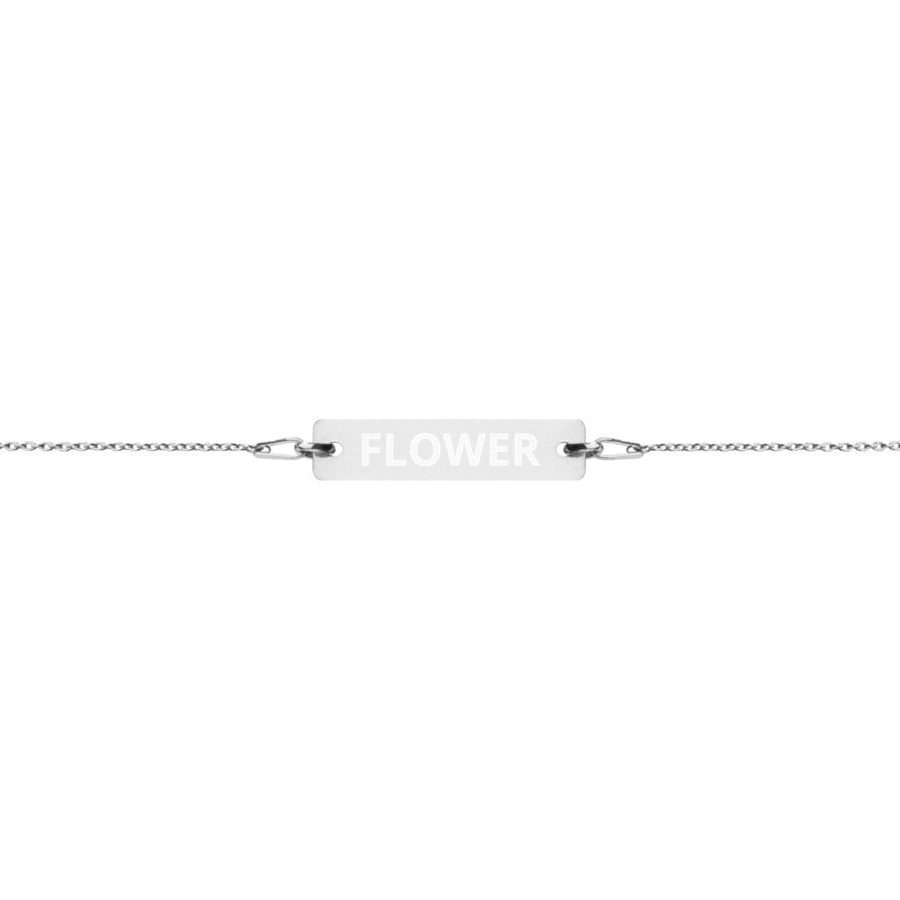 The Tamarind Man's Jam Flower Engraved Silver Bar Chain Bracelet