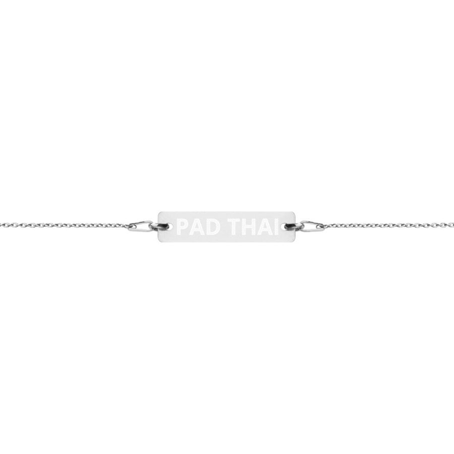 The Tamarind Man's Jam Pad Thai Engraved Silver Bar Chain Bracelet