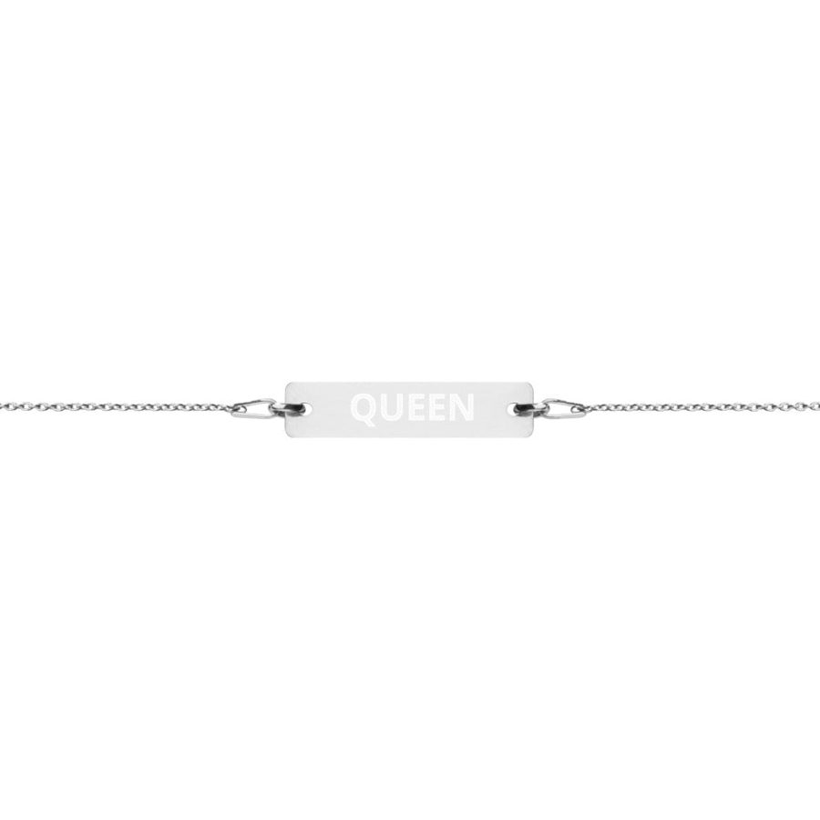 The Tamarind Man's Jam Queen Engraved Silver Bar Chain Bracelet