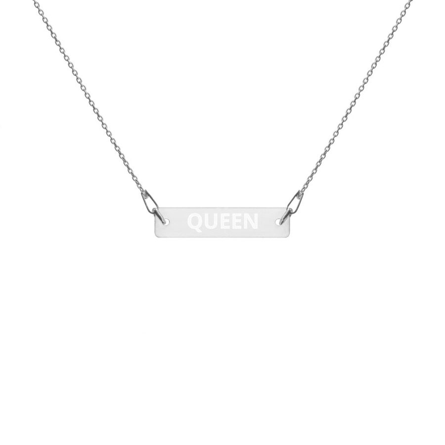 The Tamarind Man's Jam Queen Engraved Silver Bar Chain Necklace