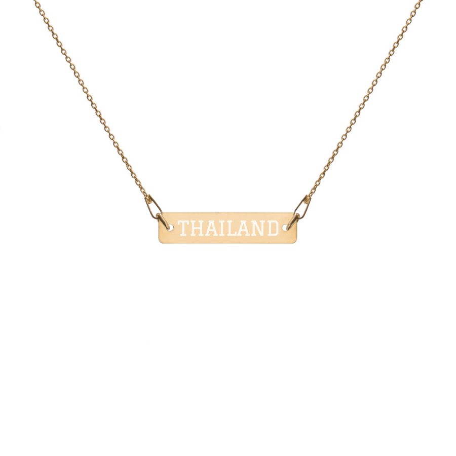 The Tamarind Man's Jam Thailand Engraved Silver Bar Chain Necklace